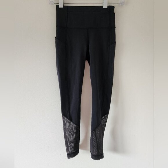 LULULEMON | Pace Rival Crop Marathon leggings black mesh sz 2 - Picture 4 of 7